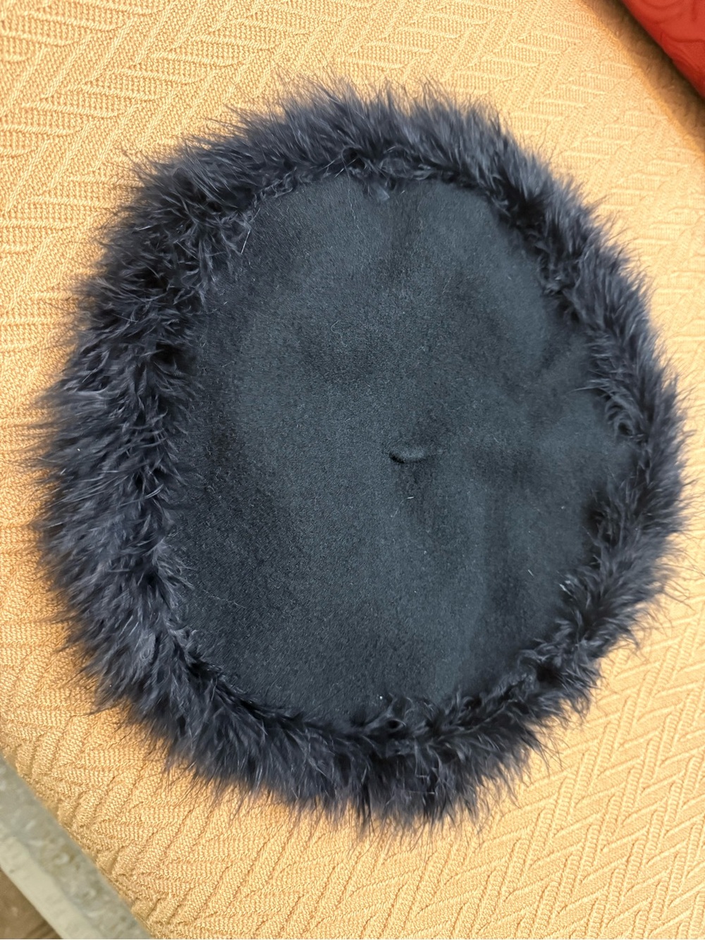 Vintage Women's Faux-Fur Trim Beret - Black